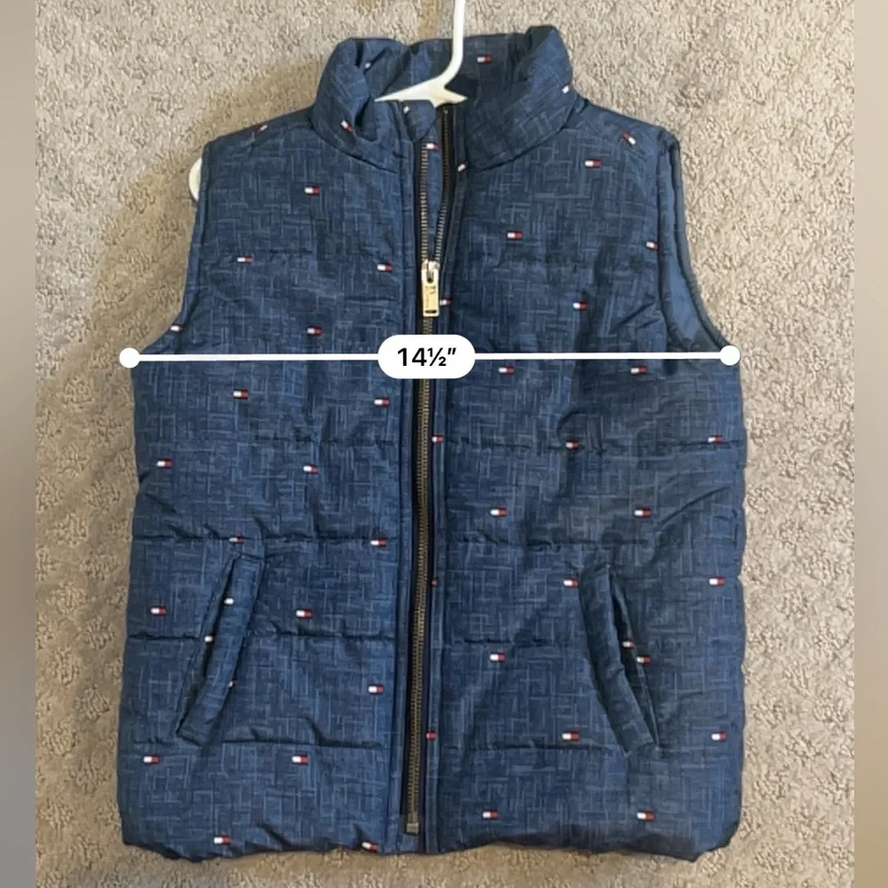 💙 Like New Tommy Hilfiger Kids 5 Quilted Vest, navy blue w/ logo + POCKETS! 💙